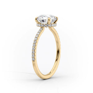 The Pave Aline Set With A 2.5 Carat Oval Moissanite