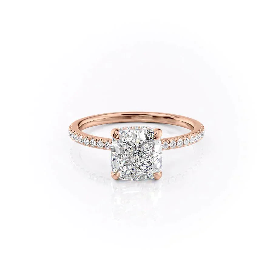 The Pave Aline Set With A 2.5 Carat Cushion Lab Diamond