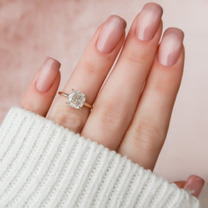 The Pave Aline Set With A 1 Carat Cushion Lab Diamond