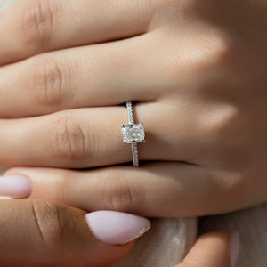 The Aline Set With A 4.5 Carat Elongated Cushion Moissanite