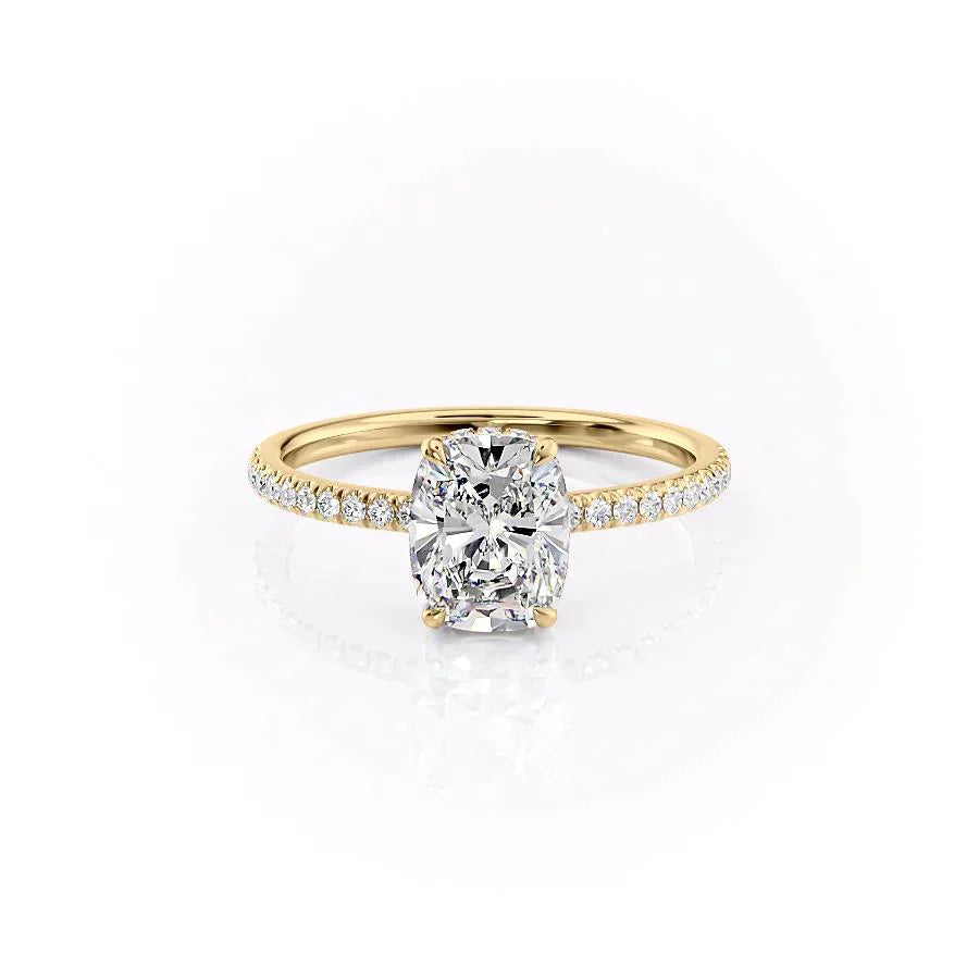 The Pave Aline Set With A 1 Carat Elongated Cushion Lab Diamond