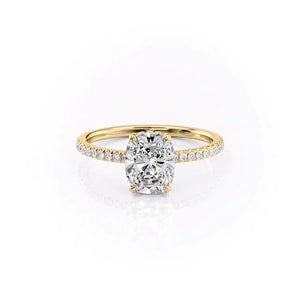 The Pave Aline Set With A 1.5 Carat Elongated Cushion Lab Diamond