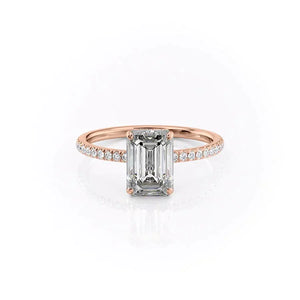 The Pave Aline Set With A 1 Carat Emerald Moissanite