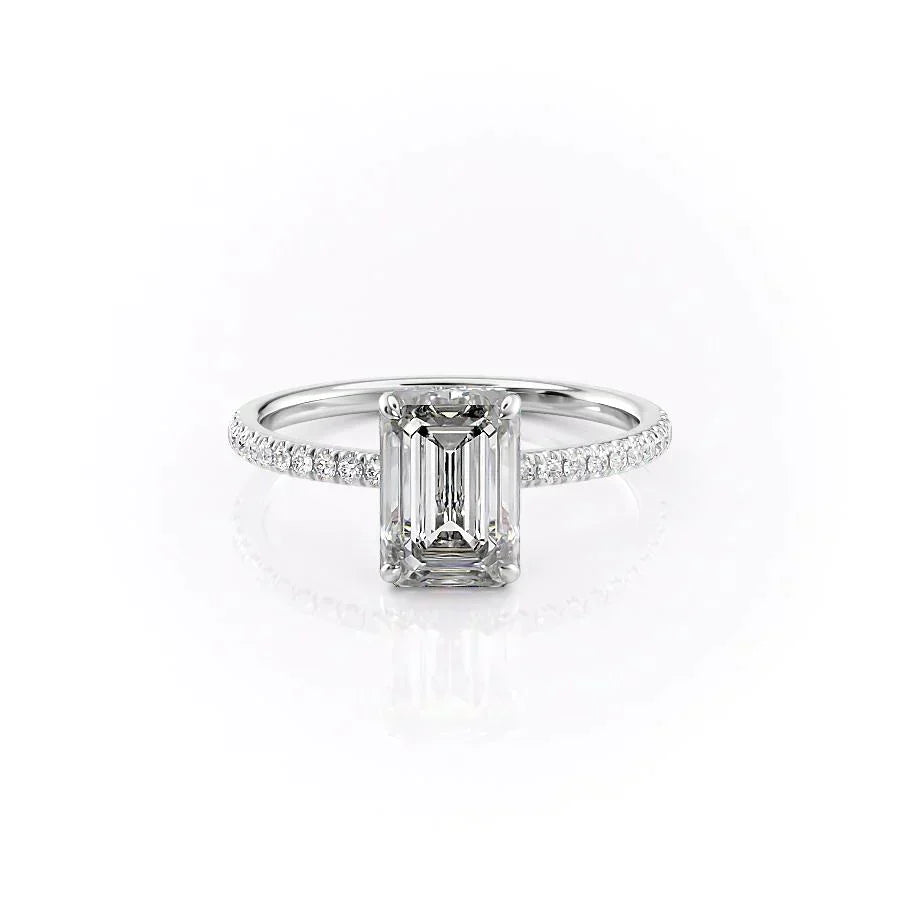 The Pave Aline Set With A 1.5 Carat Emerald Moissanite