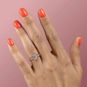 The Pave Aline Set With A 3.5 Carat Emerald Moissanite