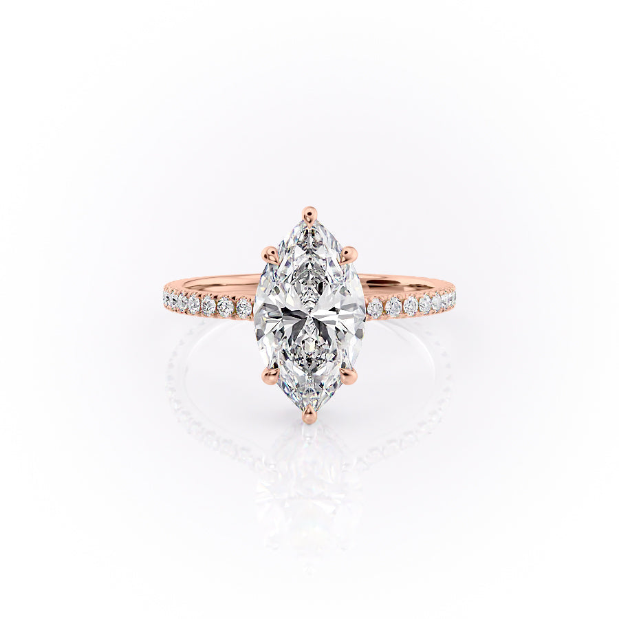 The Pave Aline Set With A 2.5 Carat Marquise Lab Diamond