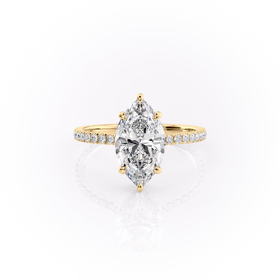 The Pave Aline Set With A 1 Carat Marquise Moissanite