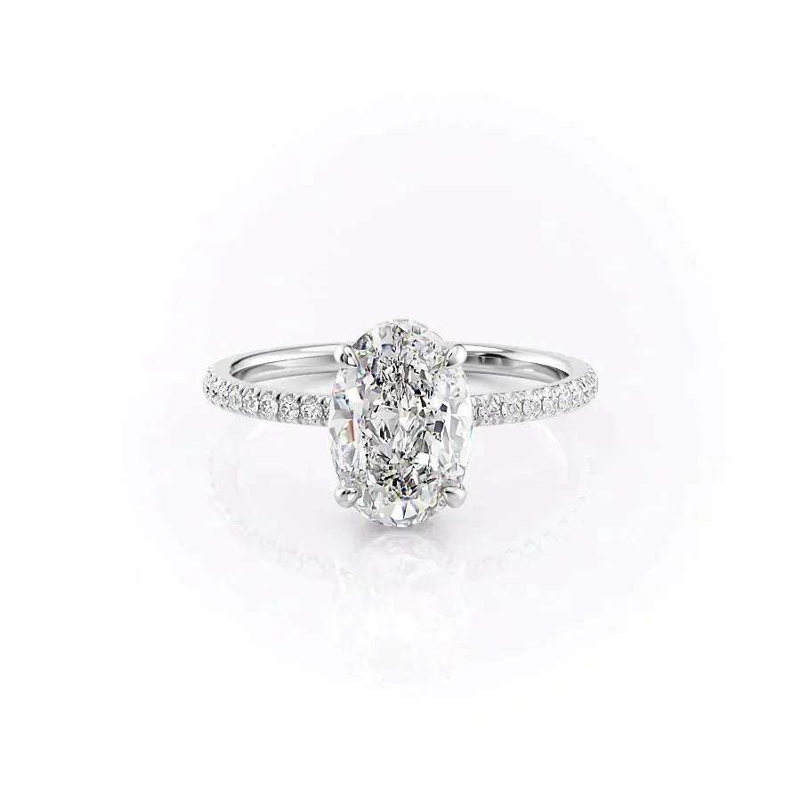 The Pave Aline Set With A 2 Carat Oval Moissanite