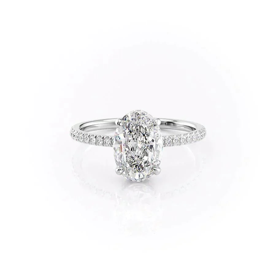The Pave Aline Set With A Oval Moissanite