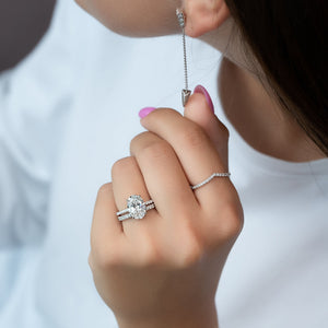The Pave Aline Set With A Oval Moissanite