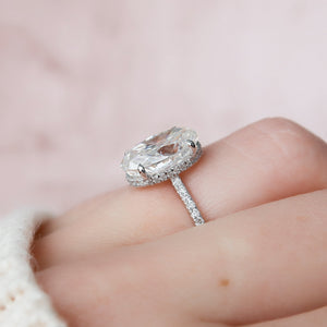 The Pave Aline Set With A 1 Carat Oval Lab Diamond
