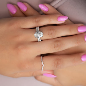 The Pave Aline Set With A Oval Moissanite