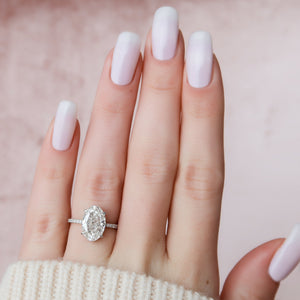 The Pave Aline Set With A Oval Moissanite