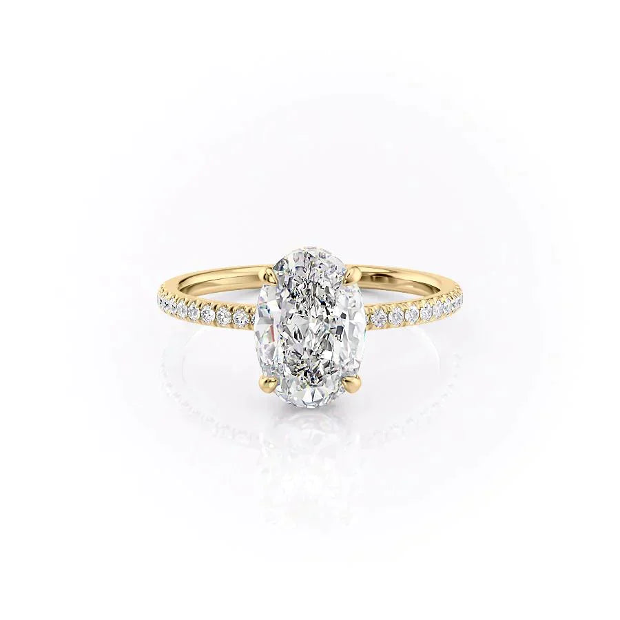 The Pave Aline Set With A 1.5 Carat Oval Lab Diamond