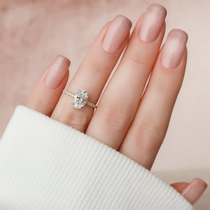 The Pave Aline Set With A Oval Moissanite