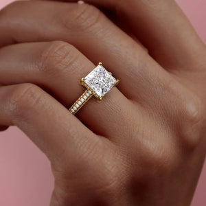 The Pave Aline Set With A 2.5 Carat Princess Lab Diamond