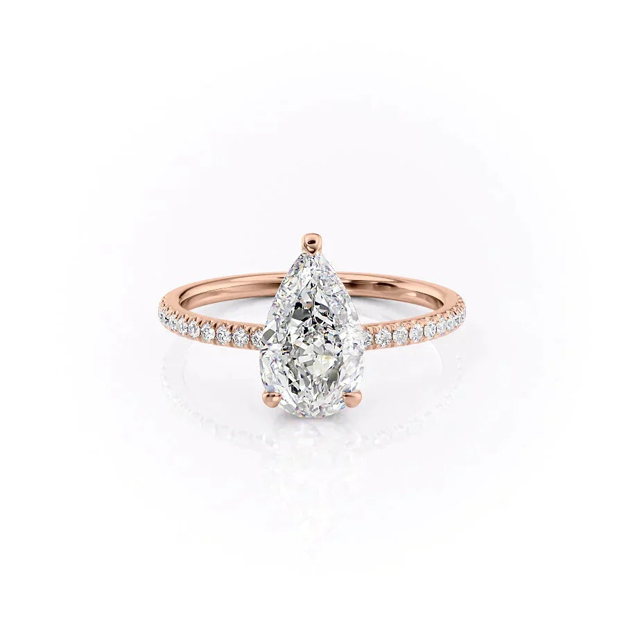 The Pave Aline Set With A 3 Carat Pear Moissanite