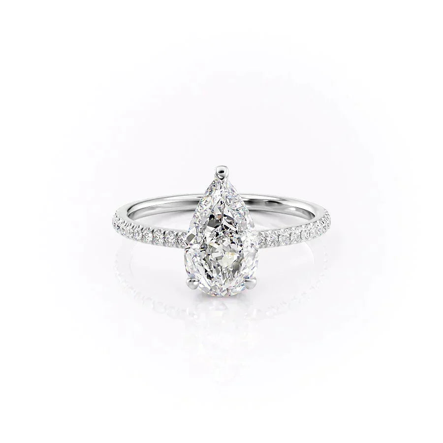 The Pave Aline Set With A Pear Moissanite