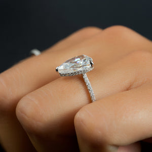 The Pave Aline Set With A 3 Carat Pear Moissanite