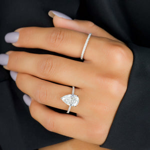 The Pave Aline Set With A 3 Carat Pear Moissanite