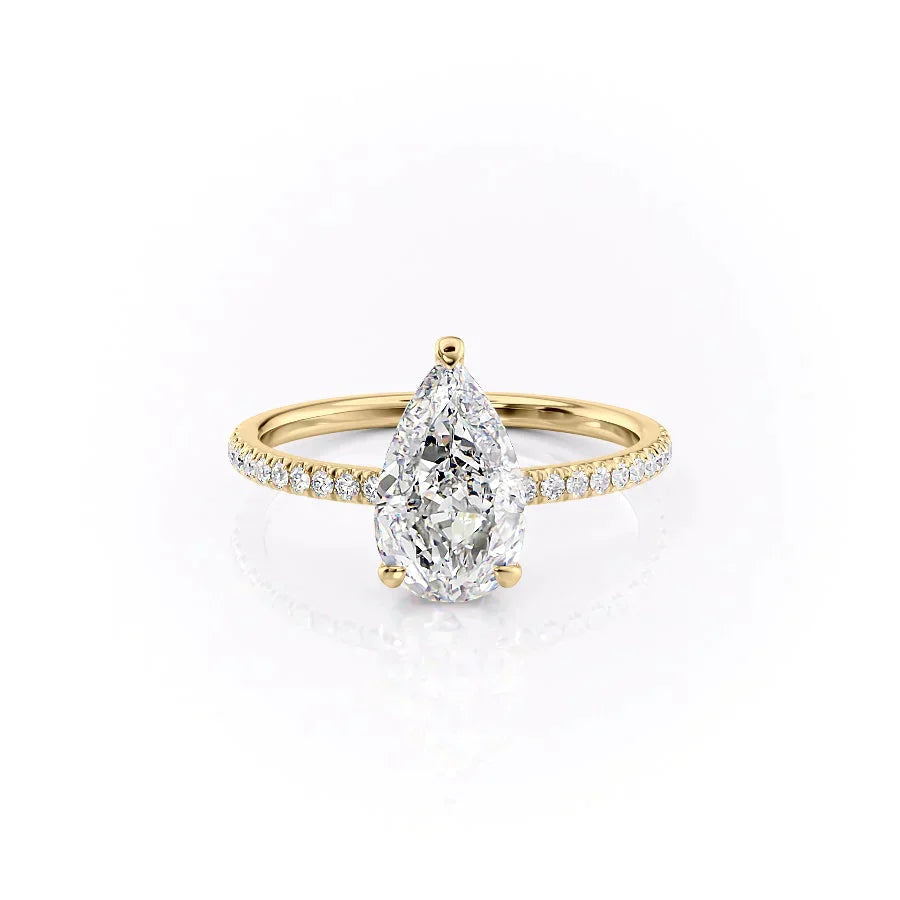 The Pave Aline Set With A 2.5 Carat Pear Lab Diamond