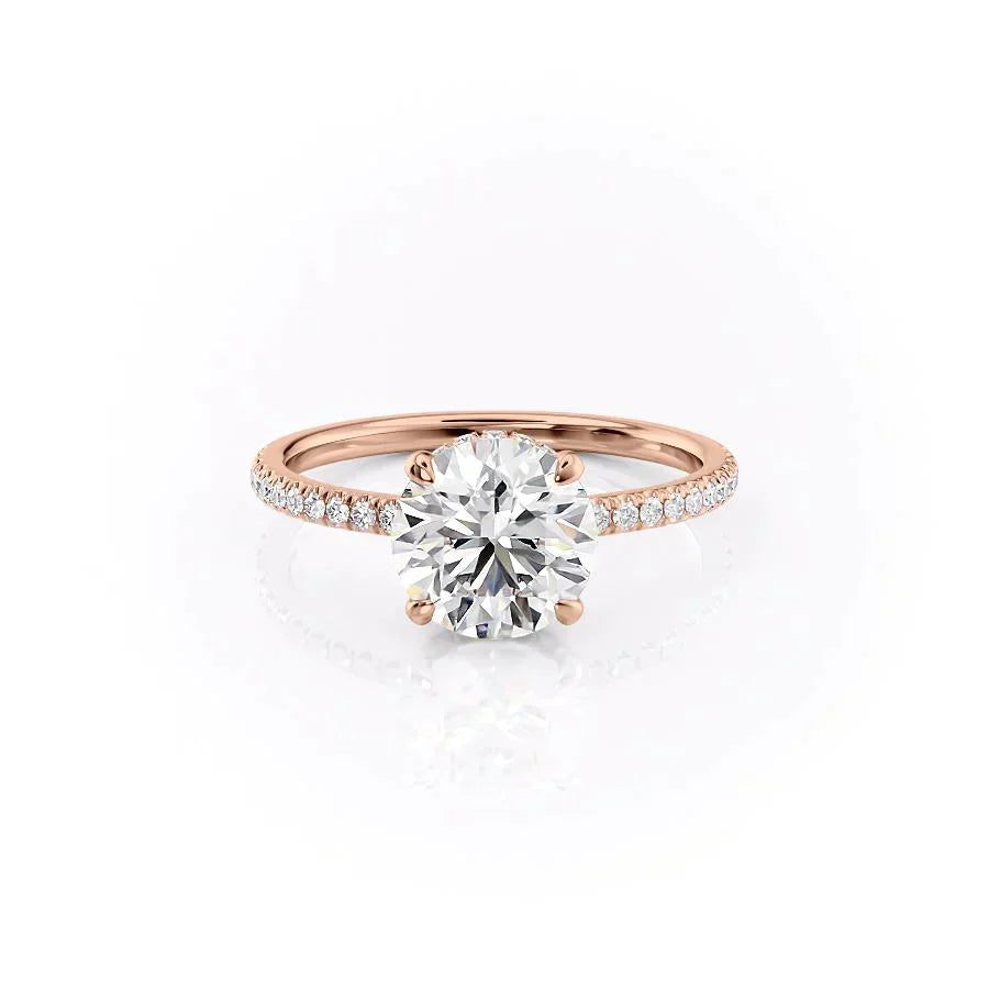 The Pave Aline Set With A 2.5 Carat Round Moissanite