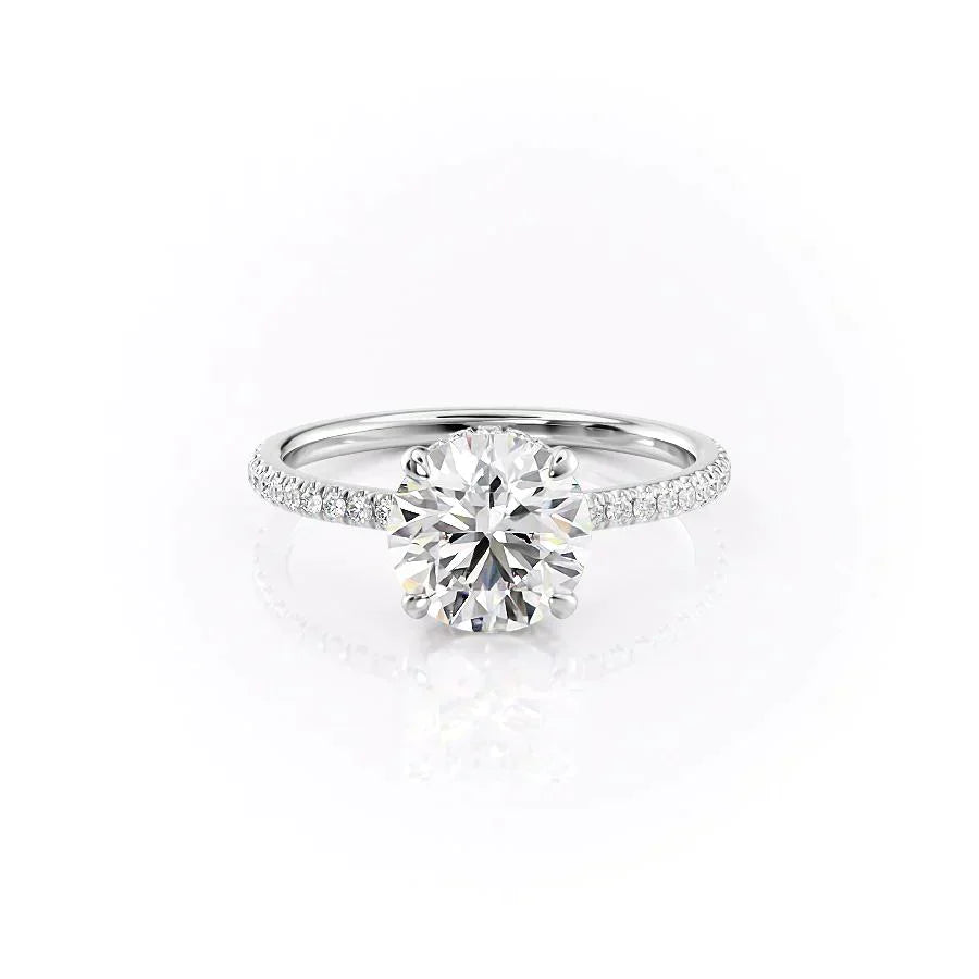 The Pave Aline Set With A 2.5 Carat Round Moissanite