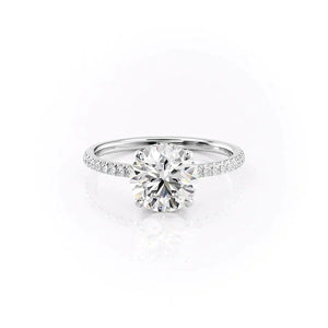 The Pave Aline Set With A 2.5 Carat Round Moissanite