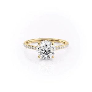 The Pave Aline Set With A 1.5 Carat Round Moissanite