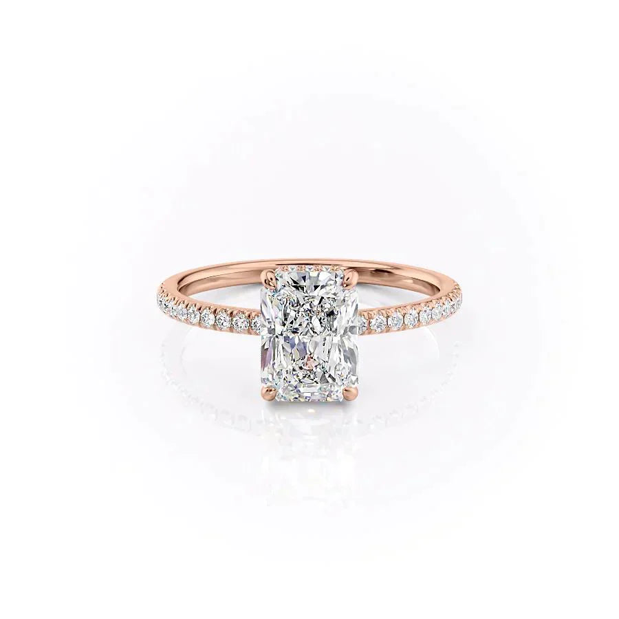 The Pave Aline Set With A 2.5 Carat Radiant Moissanite