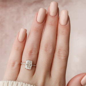 The Pave Aline Set With A 2.5 Carat Radiant Moissanite