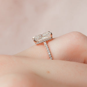 The Pave Aline Set With A 2.5 Carat Radiant Moissanite