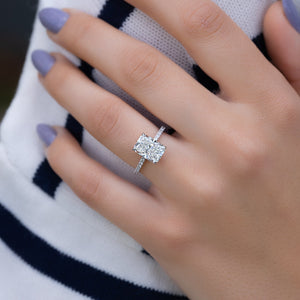 The Pave Aline Set With A 1.5 Carat Radiant Lab Diamond
