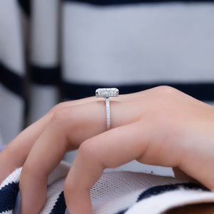 The Pave Aline Set With A 1.5 Carat Radiant Lab Diamond