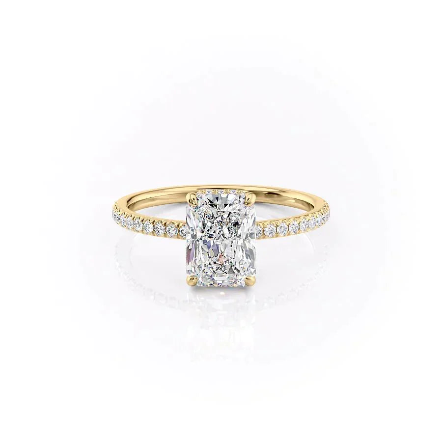 The Pave Aline Set With A 1.5 Carat Radiant Moissanite