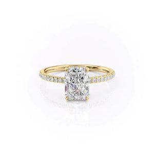 The Pave Aline Set With A 1.5 Carat Radiant Moissanite
