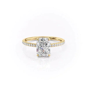 The Pave Aline Set With A Radiant Moissanite
