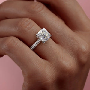 The Rachel Set With A 3 Carat Cushion Lab Diamond