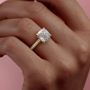 The Rachel Set With A Cushion Lab Diamond