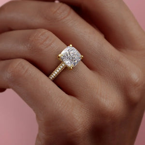 The Rachel Set With A 4 Carat Cushion Moissanite