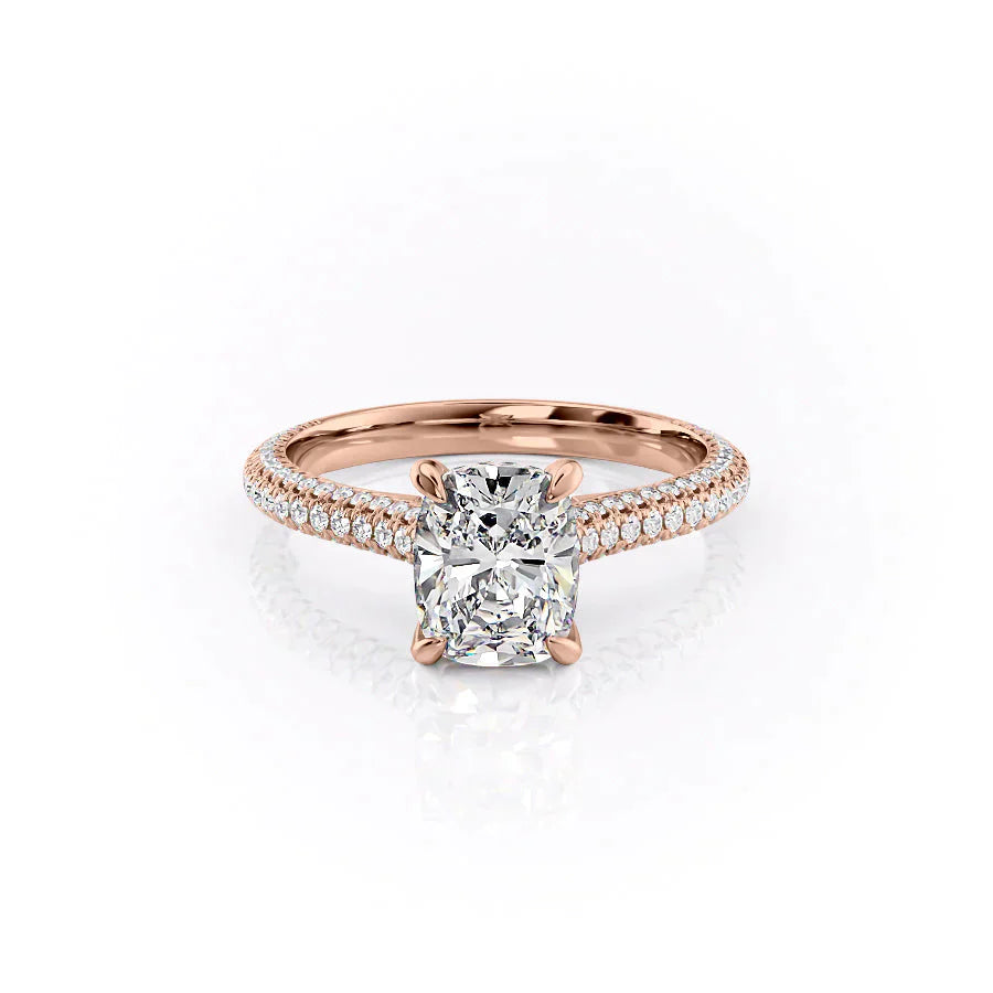 The Rachel Set With A 2.5 Carat Elongated Cushion Lab Diamond