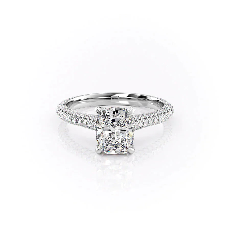 The Rachel Set With A 2 Carat Elongated Cushion Moissanite