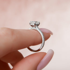 The Rachel Set With A 3 Carat Elongated Cushion Moissanite