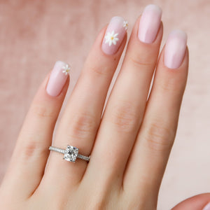 The Rachel Set With A 3 Carat Elongated Cushion Moissanite