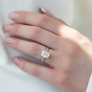 The Rachel Set With A 3 Carat Elongated Cushion Moissanite