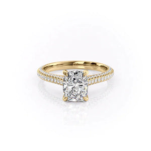 The Rachel Set With A 2.5 Carat Elongated Cushion Moissanite