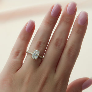 The Rachel Set With A Elongated Cushion Lab Diamond
