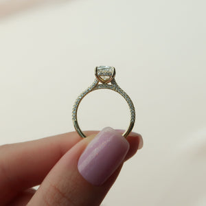 The Rachel Set With A Elongated Cushion Lab Diamond