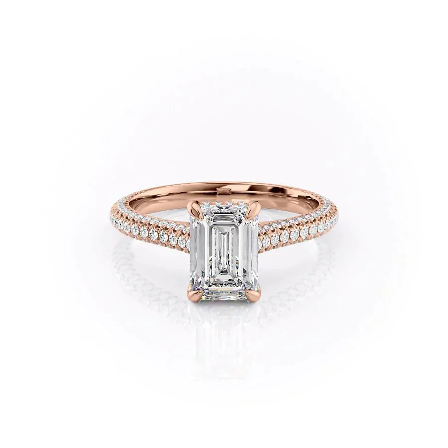 The Rachel Set With A 3 Carat Emerald Moissanite