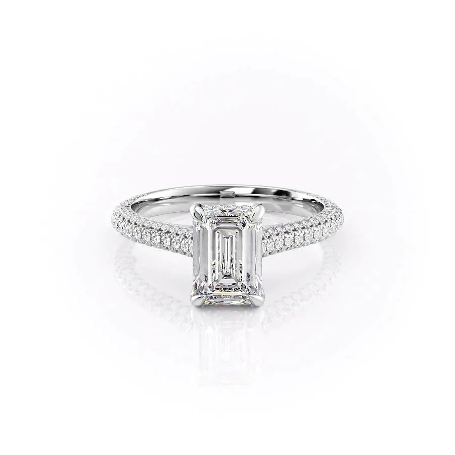 The Rachel Set With A 4.5 Carat Emerald Moissanite